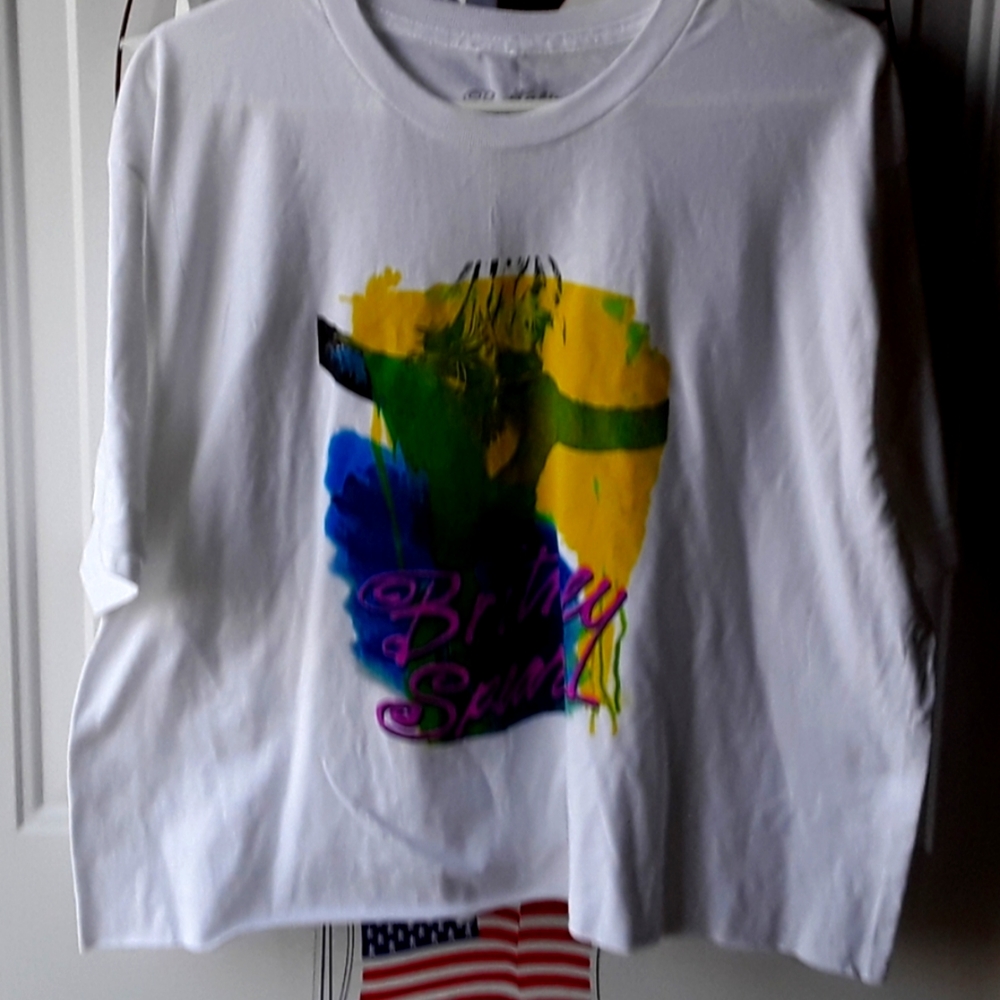 Britney Spears Crop Cut Off Graphic Band Tee NWT